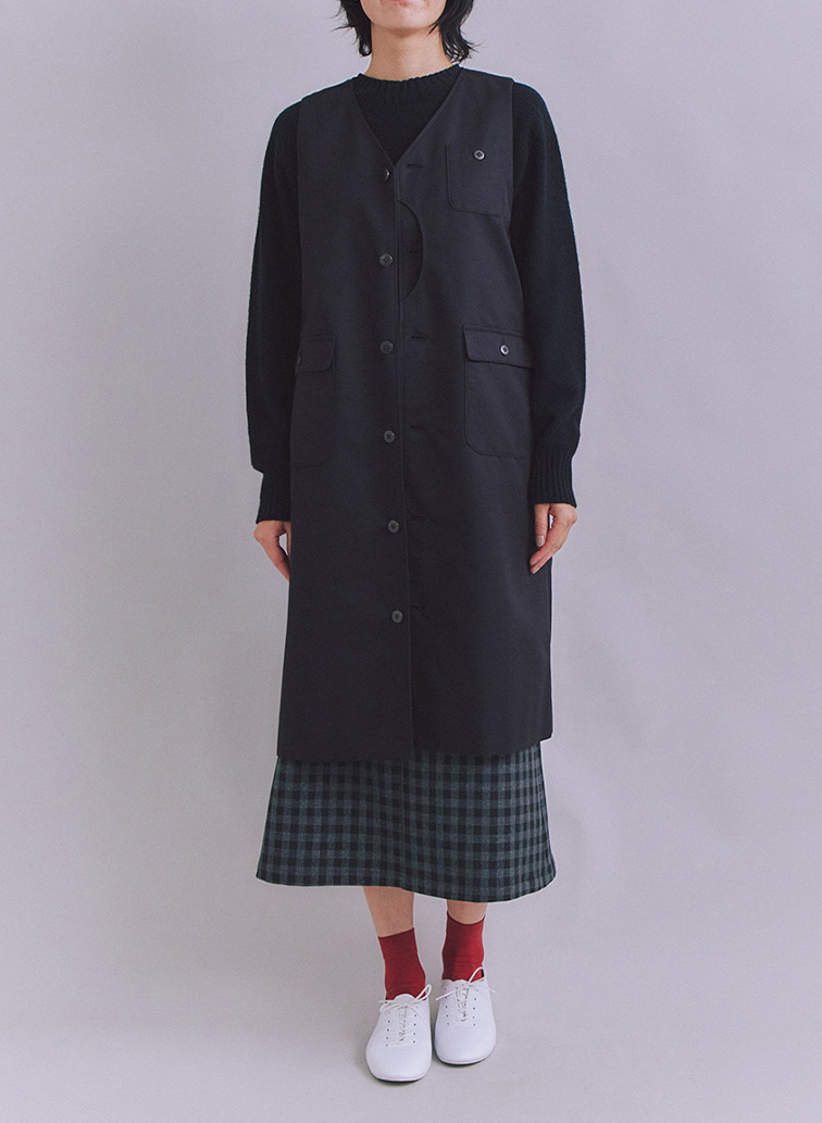 Coated Cotton Poly Twill ハーフムーンポケットドレス 詳細画像 Black 2