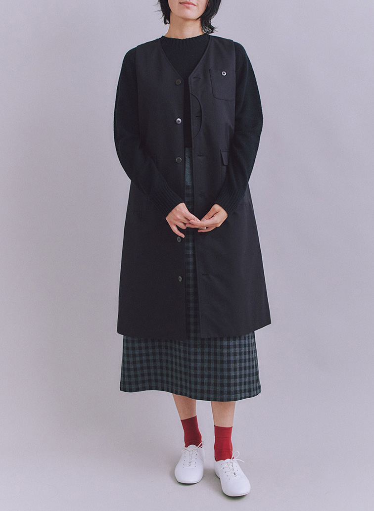Coated Cotton Poly Twill ハーフムーンポケットドレス 詳細画像 Black 3
