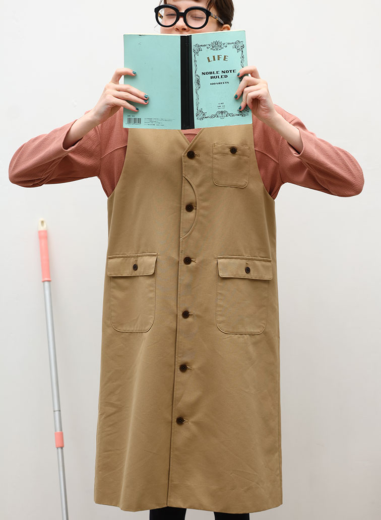 Coated Cotton Poly Twill ハーフムーンポケットドレス 詳細画像 Beige 2