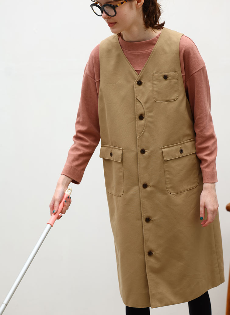 Coated Cotton Poly Twill ハーフムーンポケットドレス 詳細画像 Beige 3