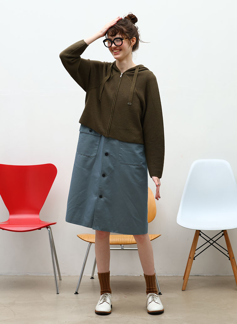 Coated Cotton Poly Twill ハーフムーンポケットドレス 詳細画像 Blue 4