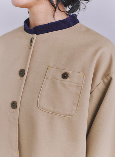 Coated Cotton Poly Twill ヘンリーハーフコート 詳細画像 Black 3