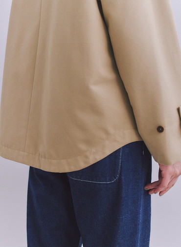 Coated Cotton Poly Twill ヘンリーハーフコート 詳細画像 Black 5
