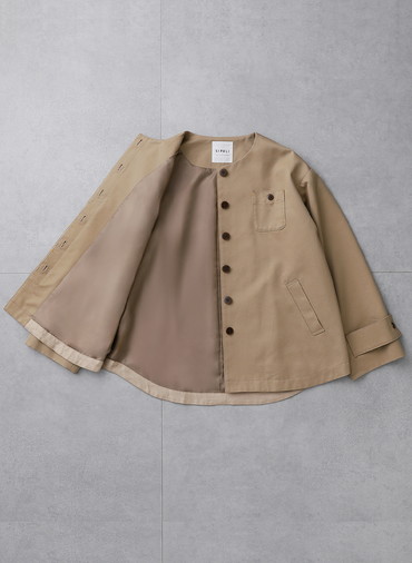 Coated Cotton Poly Twill ヘンリーハーフコート 詳細画像 Black 6