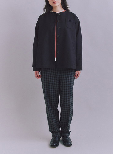 Coated Cotton Poly Twill ヘンリーハーフコート 詳細画像 Black 3