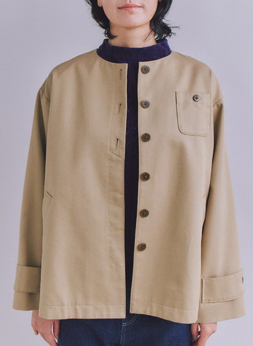 Coated Cotton Poly Twill ヘンリーハーフコート 詳細画像 Beige 2