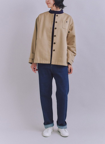 Coated Cotton Poly Twill ヘンリーハーフコート 詳細画像 Beige 3