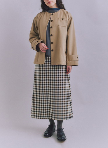 Coated Cotton Poly Twill ヘンリーハーフコート 詳細画像 Beige 5