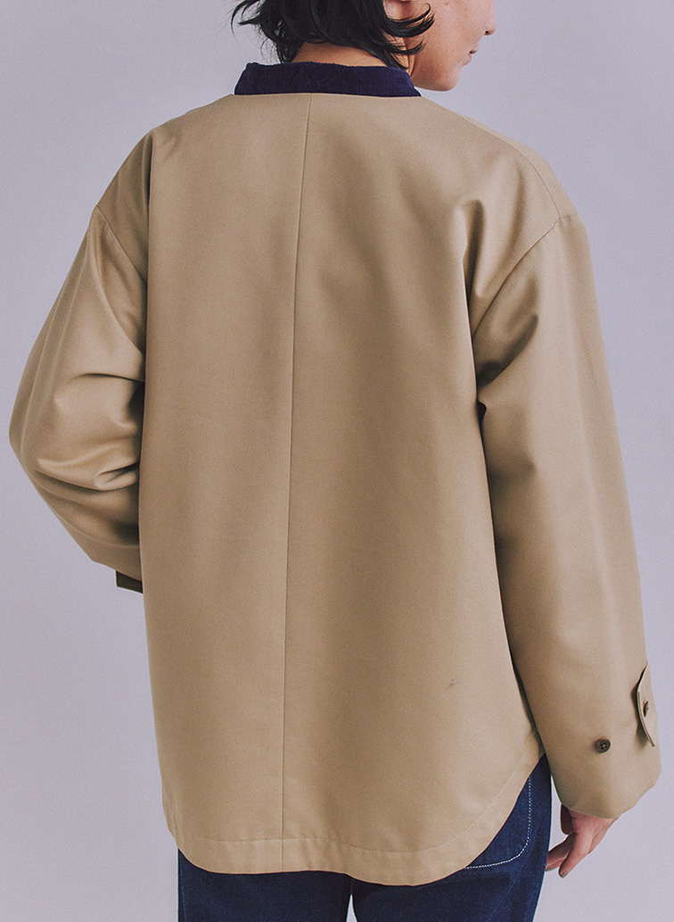 Coated Cotton Poly Twill ヘンリーハーフコート 詳細画像 Black 2