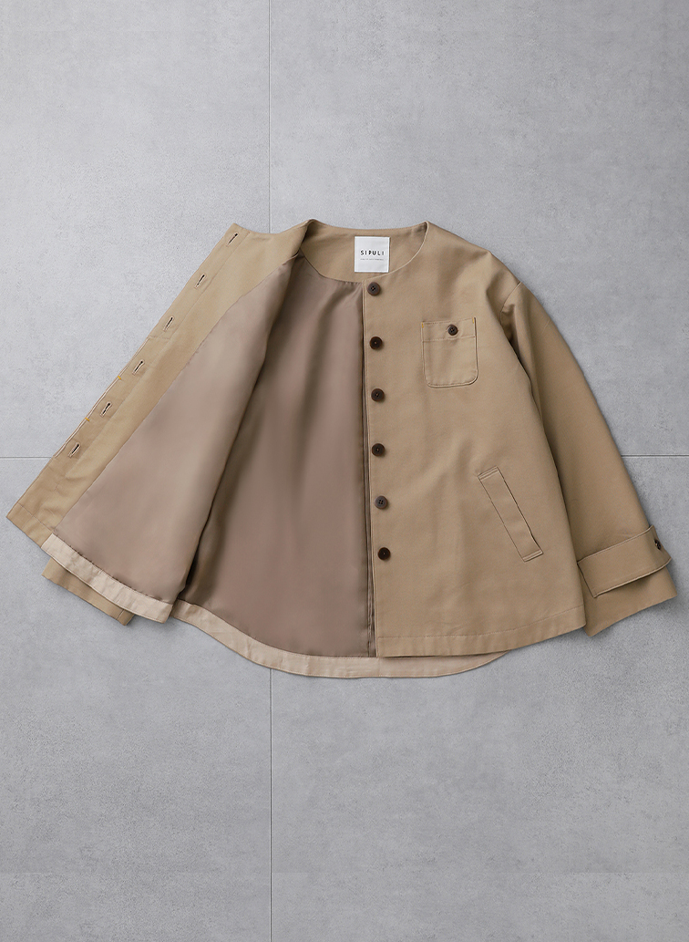 Coated Cotton Poly Twill ヘンリーハーフコート 詳細画像 Black 6
