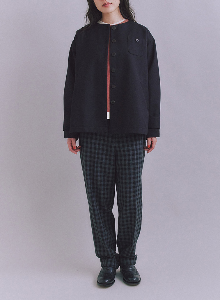 Coated Cotton Poly Twill ヘンリーハーフコート 詳細画像 Black 3