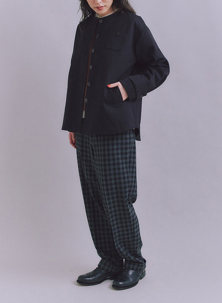 Coated Cotton Poly Twill ヘンリーハーフコート 詳細画像 Black 4