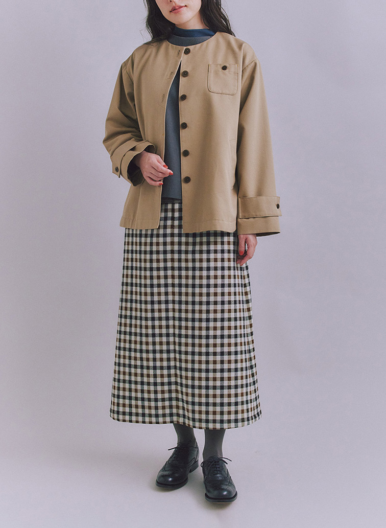 Coated Cotton Poly Twill ヘンリーハーフコート 詳細画像 Beige 5
