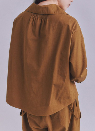 High Density Twill セーラーピンタックブラウス 詳細画像 Camel 3