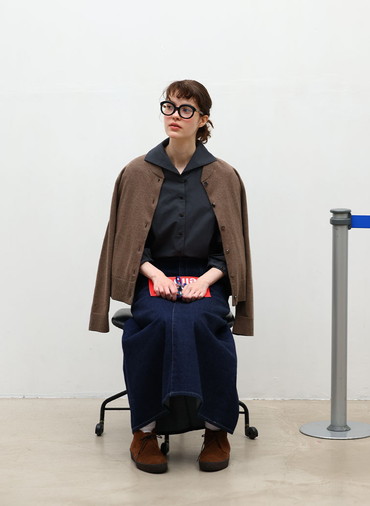 【ウォッシャブル】Organic Cotton Blend Plating ニットブルゾン 詳細画像 Dark Brown 1