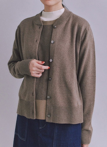 【ウォッシャブル】Organic Cotton Blend Plating ニットブルゾン