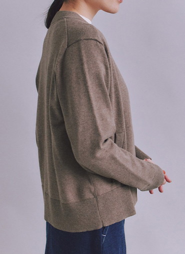 【ウォッシャブル】Organic Cotton Blend Plating ニットブルゾン 詳細画像 Dark Brown 3