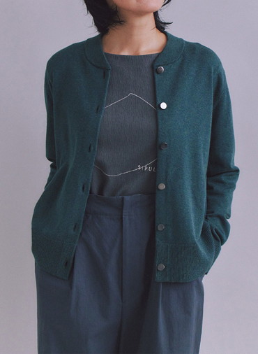 【ウォッシャブル】Organic Cotton Blend Plating ニットブルゾン