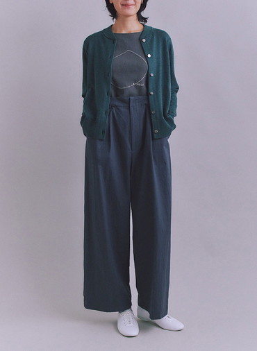 【ウォッシャブル】Organic Cotton Blend Plating ニットブルゾン 詳細画像 Green 3