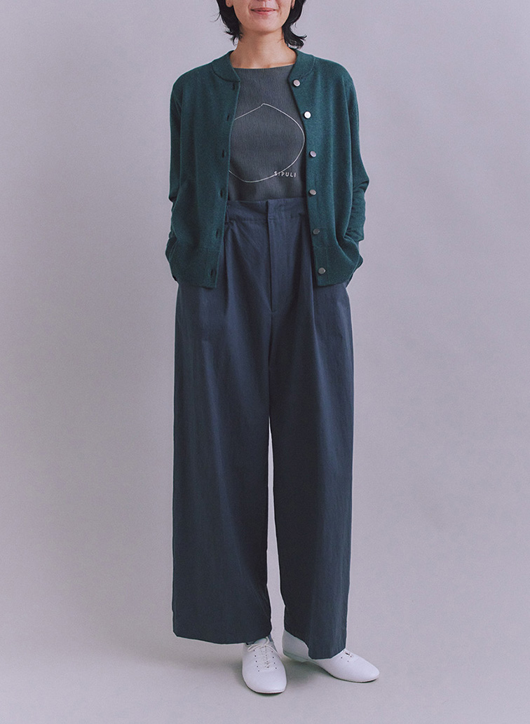 【ウォッシャブル】Organic Cotton Blend Plating ニットブルゾン 詳細画像 Green 3