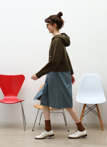 【ウォッシャブル】Garter & Half Cardigan Stitch フーディニット 詳細画像 Light Gray 3