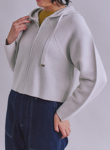 【ウォッシャブル】Garter & Half Cardigan Stitch フーディニット
