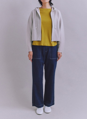 【ウォッシャブル】Garter & Half Cardigan Stitch フーディニット 詳細画像 Light Gray 7