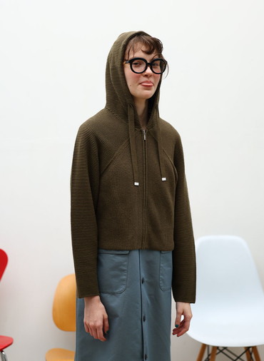 【ウォッシャブル】Garter & Half Cardigan Stitch フーディニット