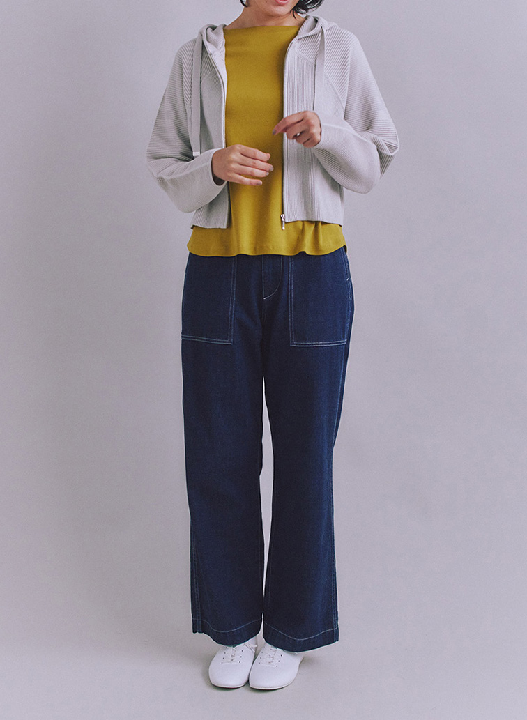 【ウォッシャブル】Garter & Half Cardigan Stitch フーディニット 詳細画像 Light Gray 8