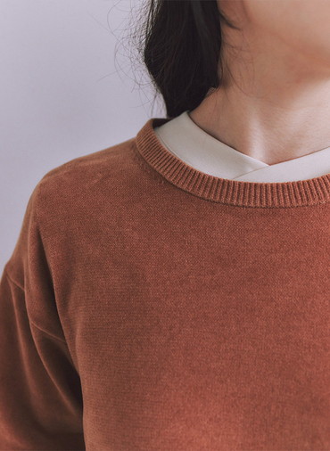 【ウォッシャブル】Creamy Cotton 玉ねぎ刺繍クルーネックニット 詳細画像 Pink 5