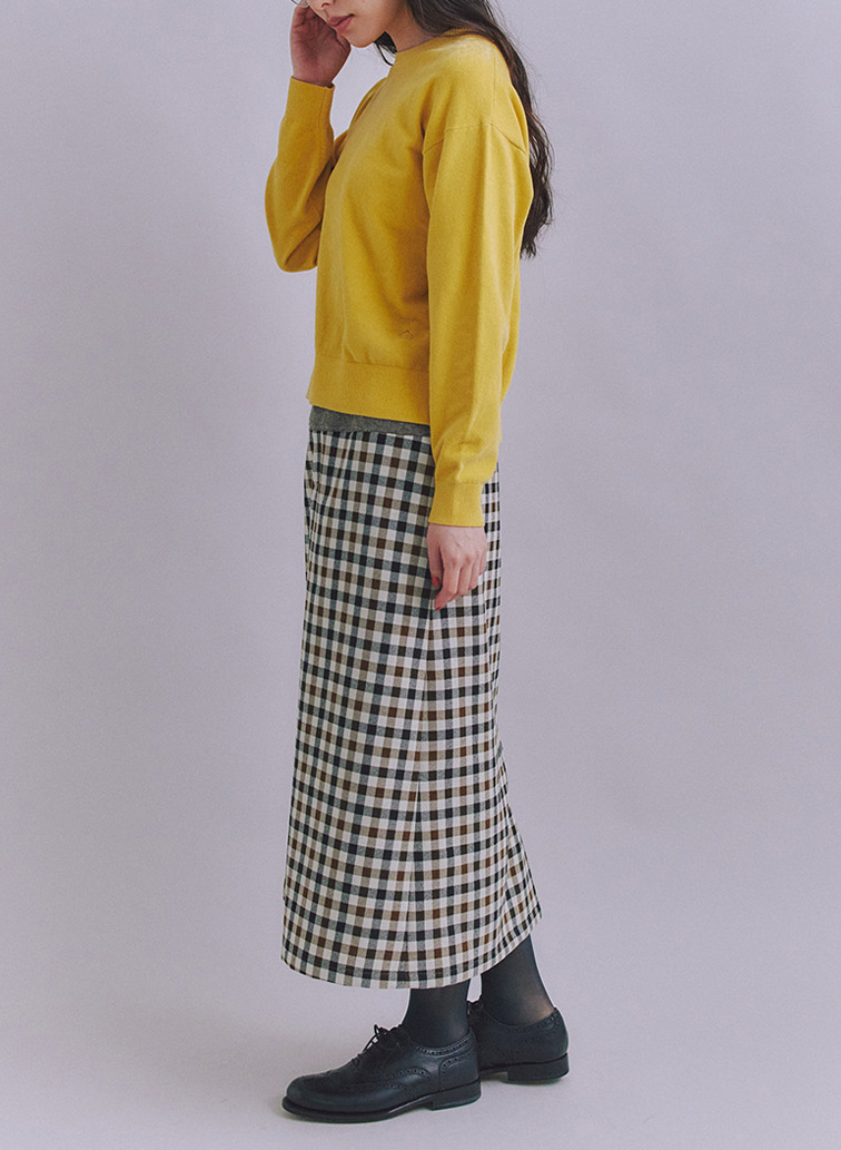 【ウォッシャブル】Creamy Cotton 玉ねぎ刺繍クルーネックニット 詳細画像 Yellow 6