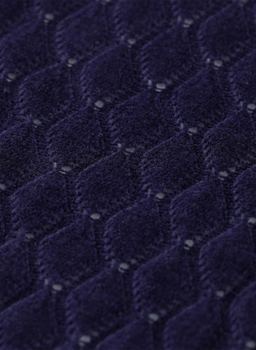 【ウォッシャブル】Creamy Cotton 木の葉柄ボトルネックニット 詳細画像 Navy 6