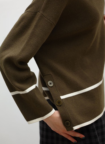 【ウォッシャブル】All Needles アクセントニットプルオーバー 詳細画像 Khaki 3