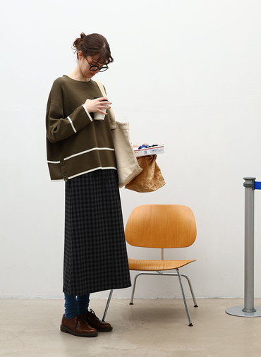 【ウォッシャブル】All Needles アクセントニットプルオーバー 詳細画像 Khaki 4