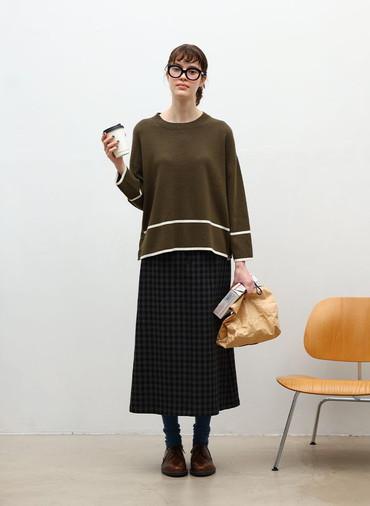 【ウォッシャブル】All Needles アクセントニットプルオーバー 詳細画像 Khaki 7