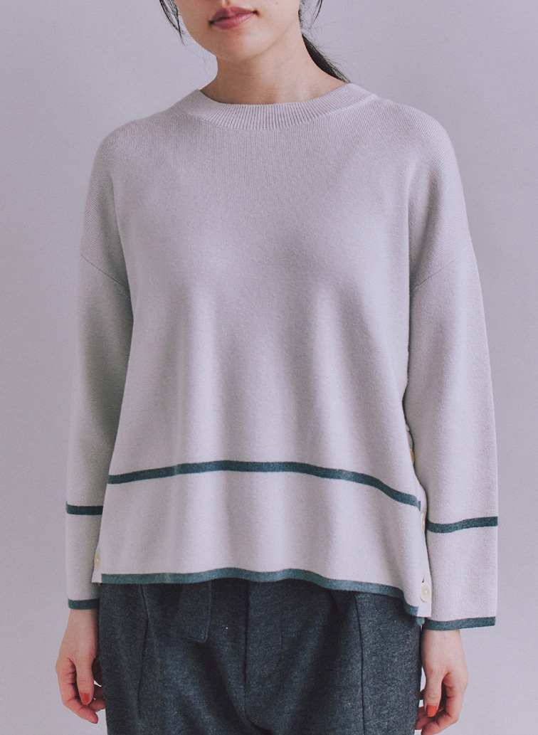 【ウォッシャブル】All Needles アクセントニットプルオーバー 詳細画像 Light Gray 2