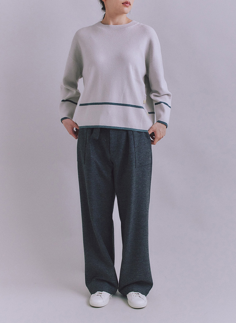 【ウォッシャブル】All Needles アクセントニットプルオーバー 詳細画像 Light Gray 7