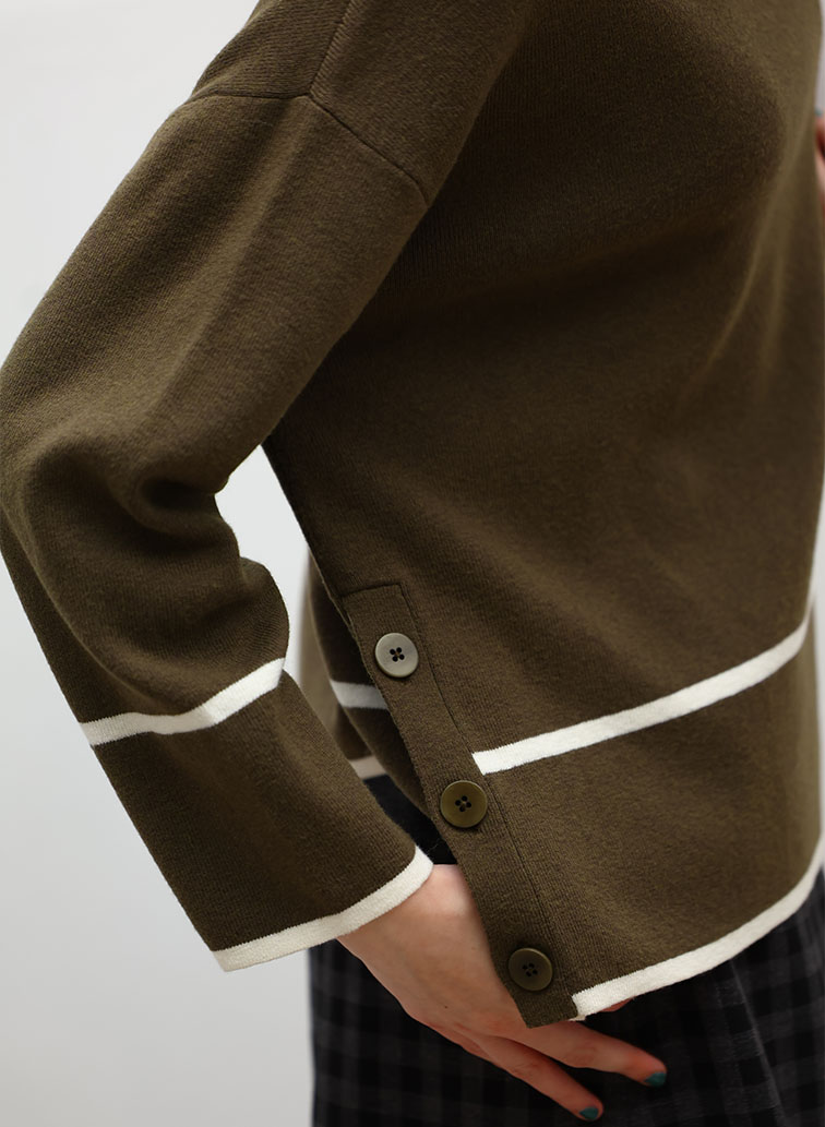 【ウォッシャブル】All Needles アクセントニットプルオーバー 詳細画像 Khaki 3