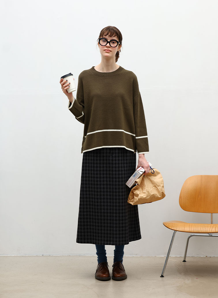 【ウォッシャブル】All Needles アクセントニットプルオーバー 詳細画像 Khaki 7