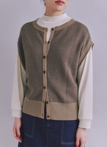 Organic Cotton Wool 配色2wayニットベスト
