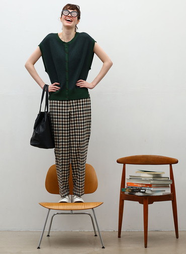 Organic Cotton Wool 配色2wayニットベスト 詳細画像 Green 8
