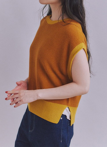 Organic Cotton Wool 配色2wayニットベスト