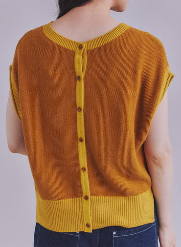 Organic Cotton Wool 配色2wayニットベスト 詳細画像 Yellow 3