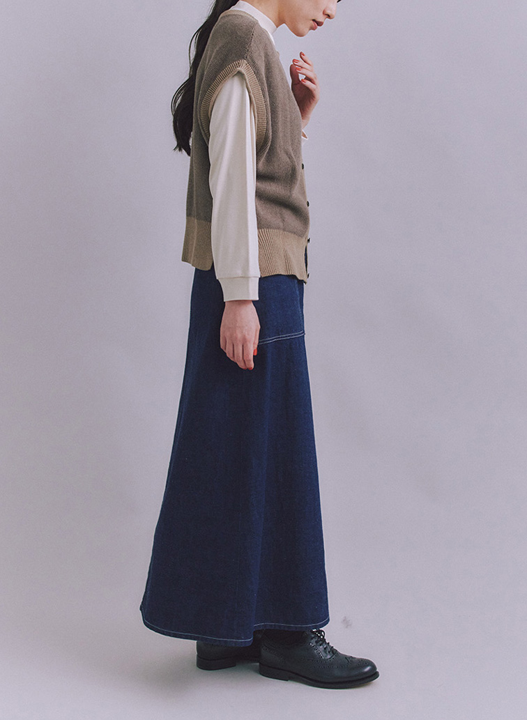 Organic Cotton Wool 配色2wayニットベスト 詳細画像 Dark Brown 5