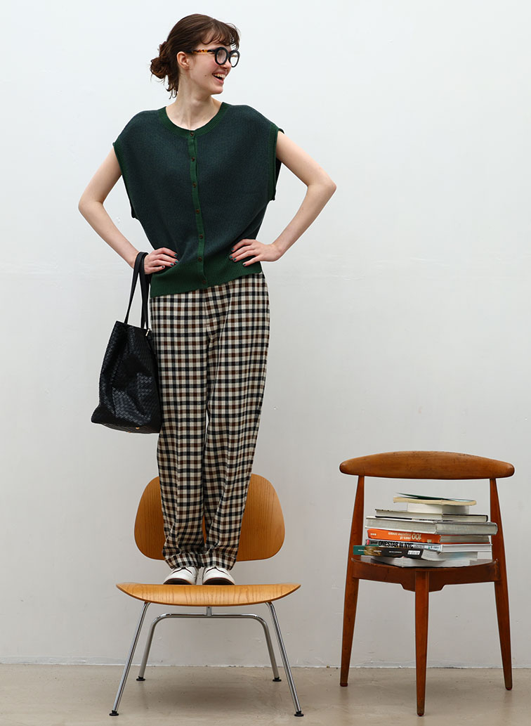 Organic Cotton Wool 配色2wayニットベスト 詳細画像 Green 9