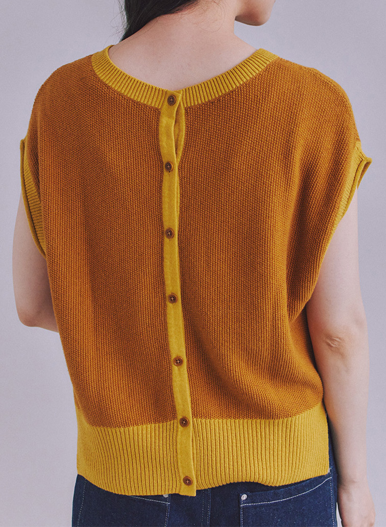 Organic Cotton Wool 配色2wayニットベスト 詳細画像 Yellow 3