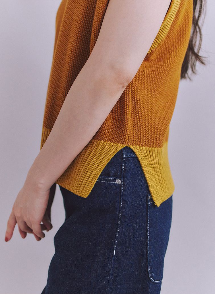 Organic Cotton Wool 配色2wayニットベスト 詳細画像 Yellow 5