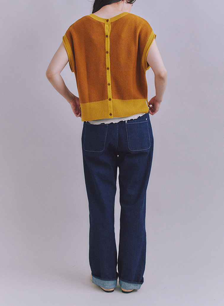 Organic Cotton Wool 配色2wayニットベスト 詳細画像 Yellow 8