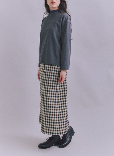 Crepe Double Face Knit 切替えボトルネックプルオーバー 詳細画像 Dark Gray 5