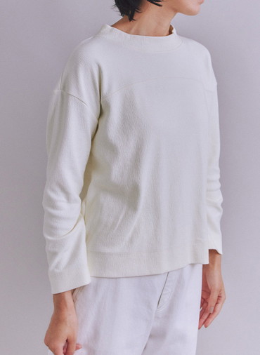Crepe Double Face Knit 切替えボトルネックプルオーバー